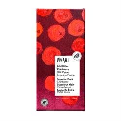 Dark Cranberry Chocolate 70% Vegan Organic 80g