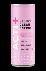 Acti+ Strawberry & Dragon Fruit Natural Clean Energy Drink 250ml - Pack of 6