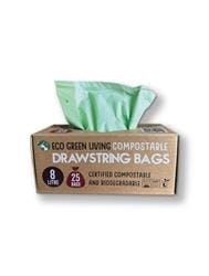 Compostable Drawstring Bin Bags 8 Litre -25 bags