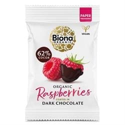 Biona Organic Dark Chocolate Raspberries 45g - Pack of 2